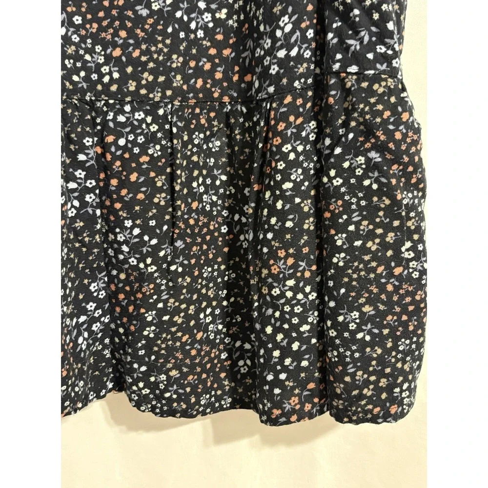 ABERCROMBIE GIRLS SIZE 13/14 BLACK  FLORAL FIT & FLARE DRESS